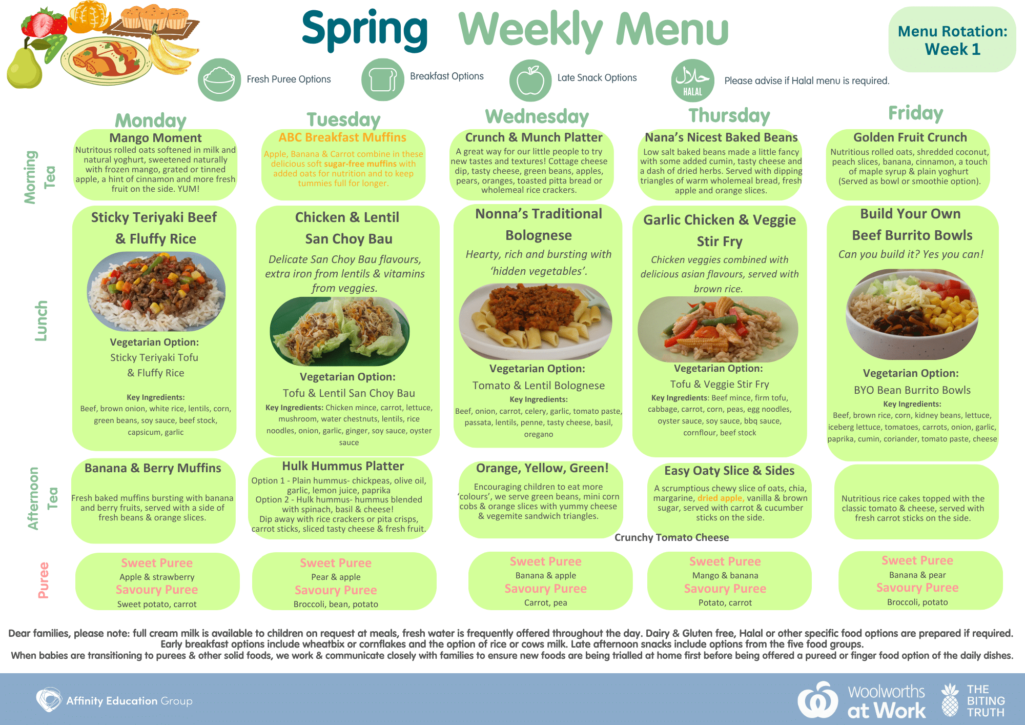 Week 1 - Woolworths@Work Menu Plan and Order x The Biting Truth recipes